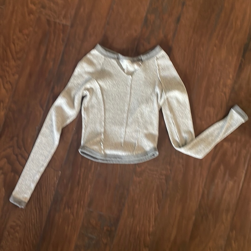 New w/o tags, never worn,Fitz + Eddi sz Sm,long sleeve, gray crop top.$15